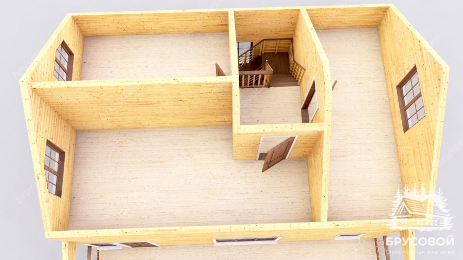 3d План второго этажа проект БРУСОВОЙ №-42