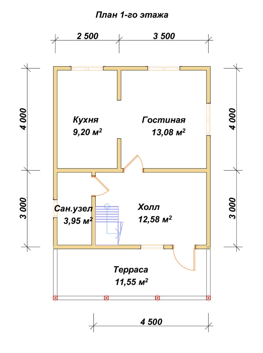 План первого этажа проект БРУСОВОЙ №-43