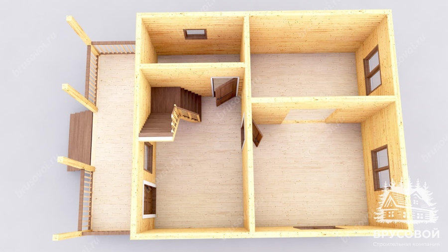 3d План первого этажа проект БРУСОВОЙ №-43