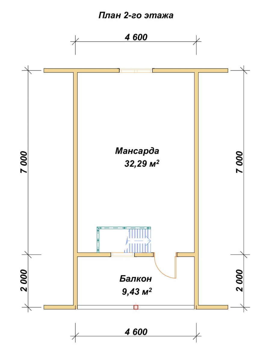 План второго этажа проект БРУСОВОЙ №-43
