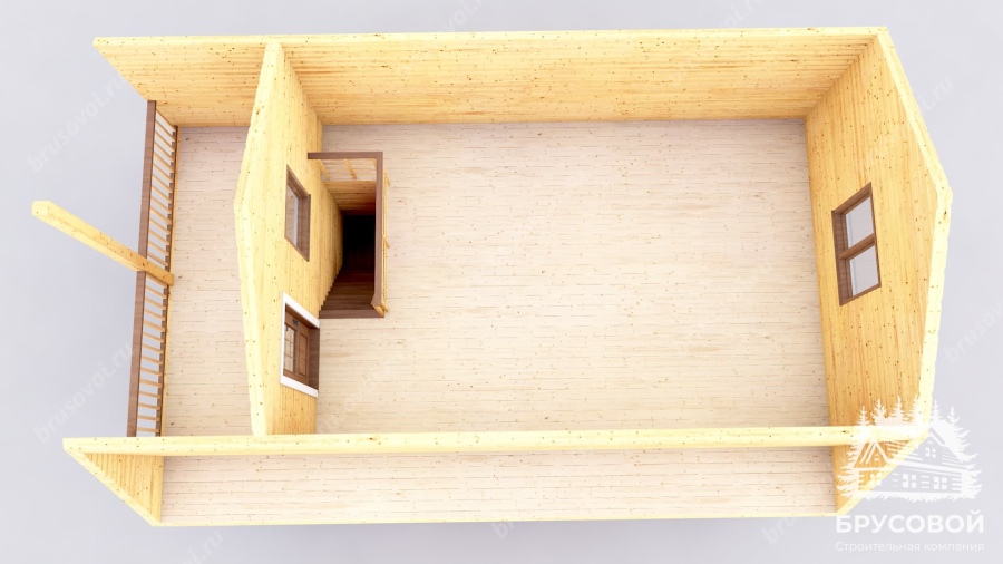 3d План второго этажа проект БРУСОВОЙ №-43