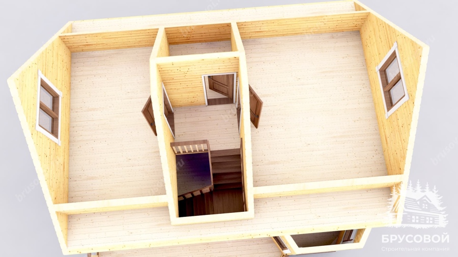 3d План второго этажа проект БРУСОВОЙ №-44