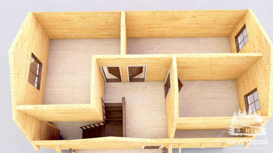 3d План второго этажа проект БРУСОВОЙ №-45