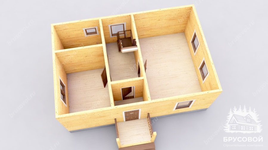 3d План первого этажа проект БРУСОВОЙ №-46