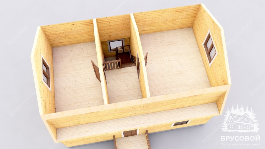 3d План второго этажа проект БРУСОВОЙ №-46