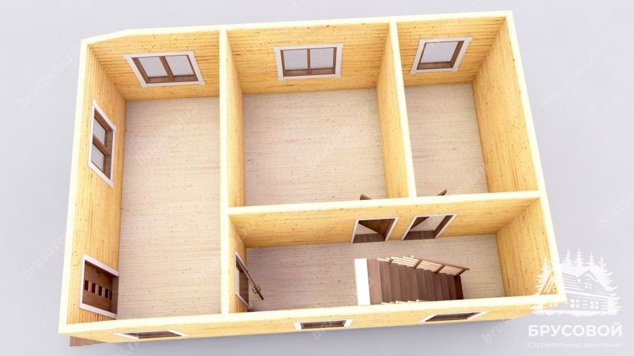 3d План первого этажа проект БРУСОВОЙ №-47