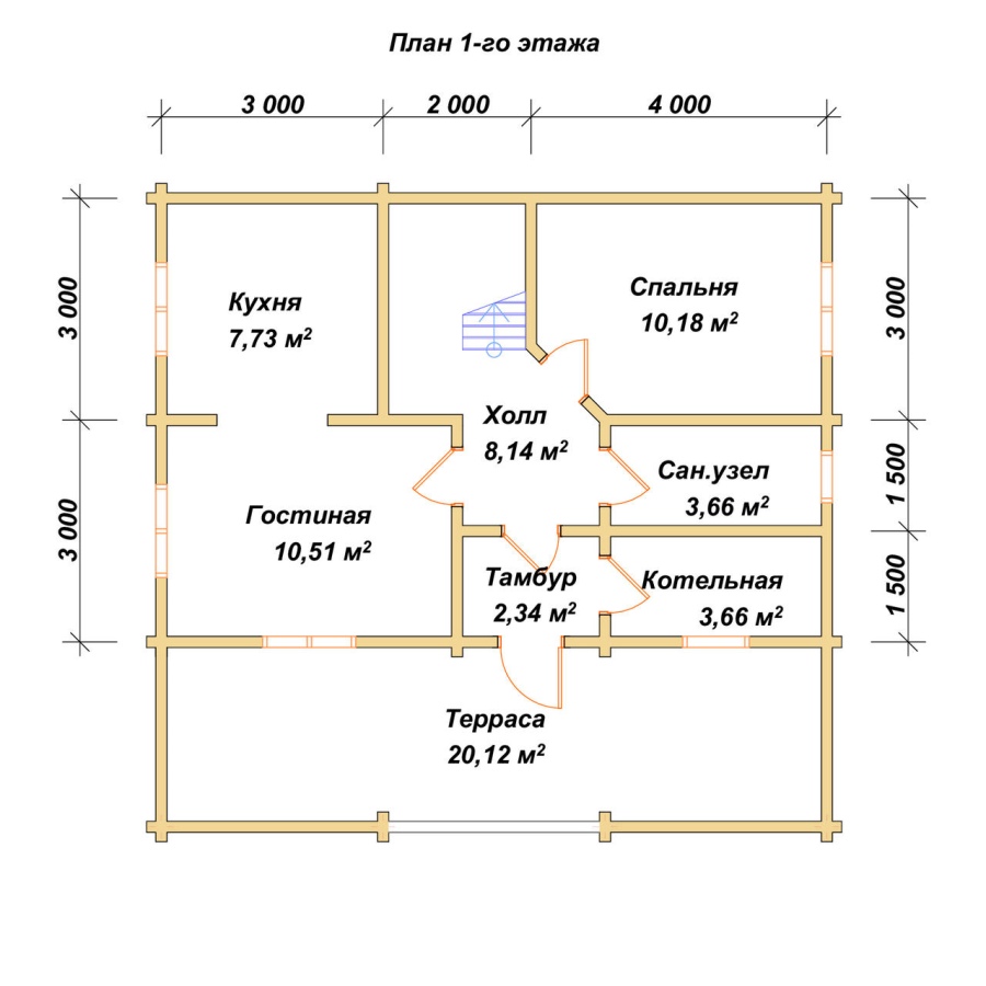 План первого этажа проект БРУСОВОЙ №-48