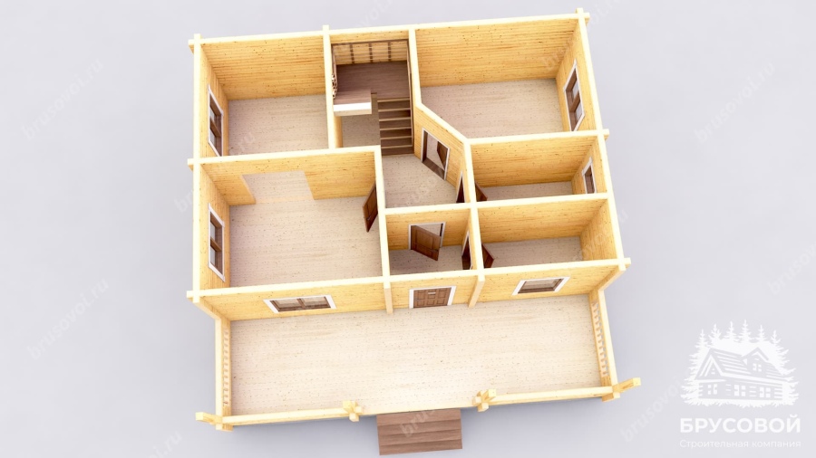 3d План первого этажа проект БРУСОВОЙ №-48