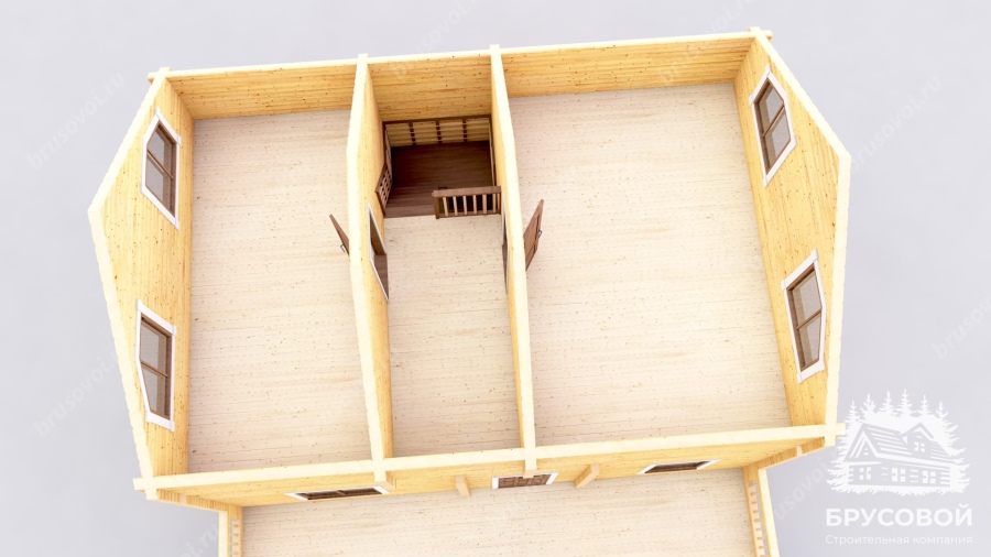 3d План второго этажа проект БРУСОВОЙ №-48