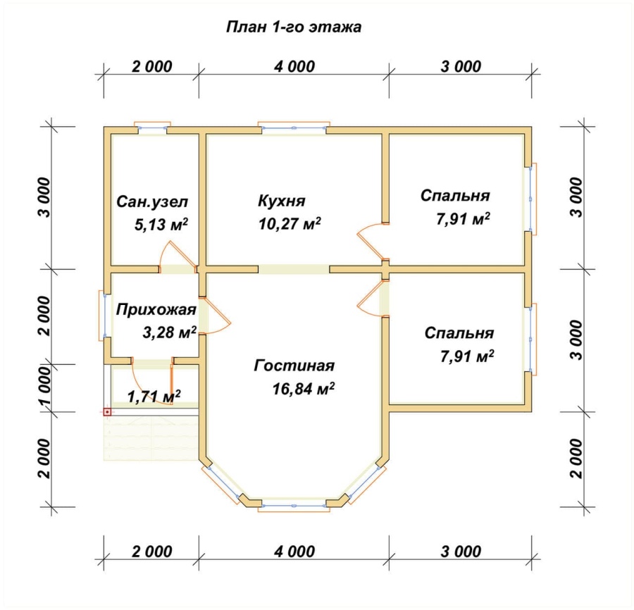 План первого этажа проект БРУСОВОЙ №-49