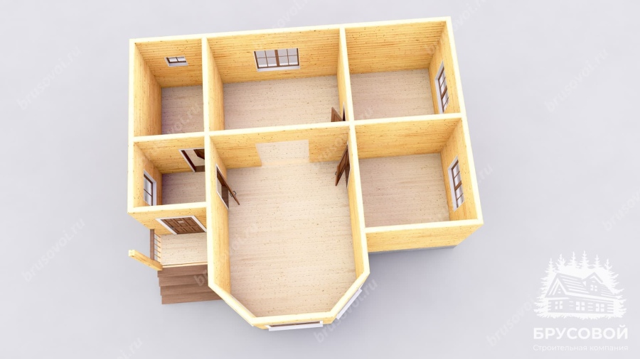 3d План первого этажа проект БРУСОВОЙ №-49