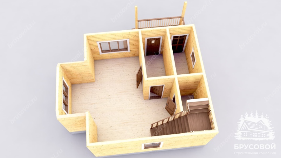 3d План первого этажа проект БРУСОВОЙ №-5