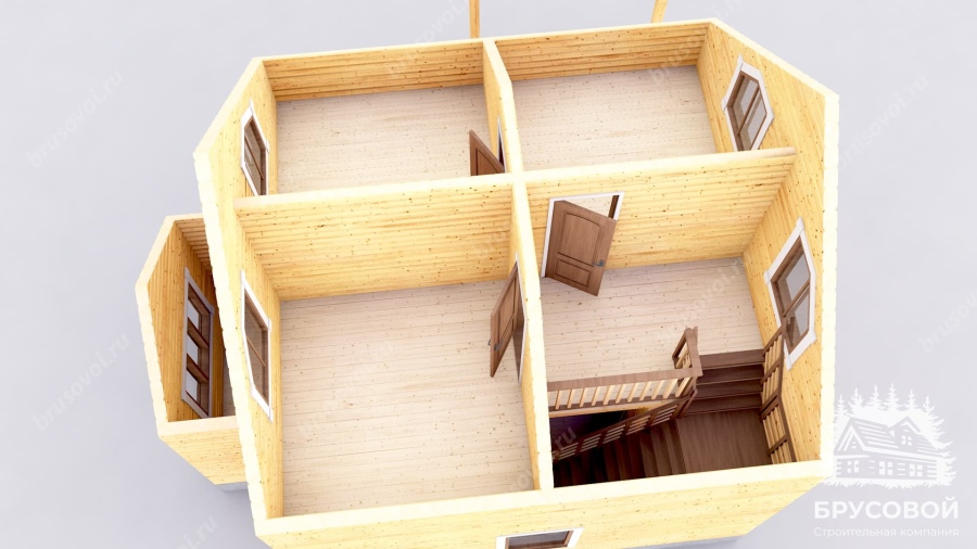 3d План второго этажа проект БРУСОВОЙ №-5