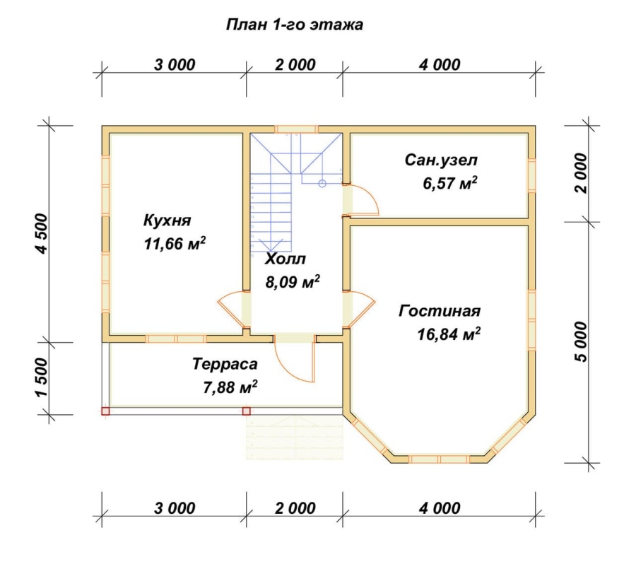 План первого этажа проект БРУСОВОЙ №-50