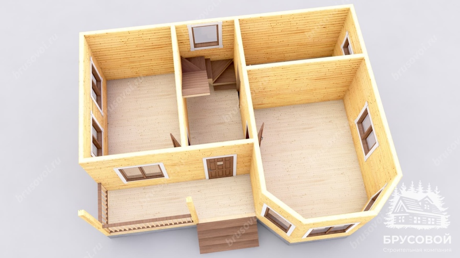 3d План первого этажа проект БРУСОВОЙ №-50