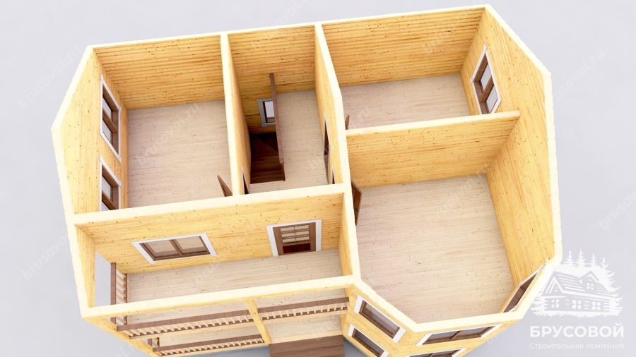 3d План второго этажа проект БРУСОВОЙ №-50