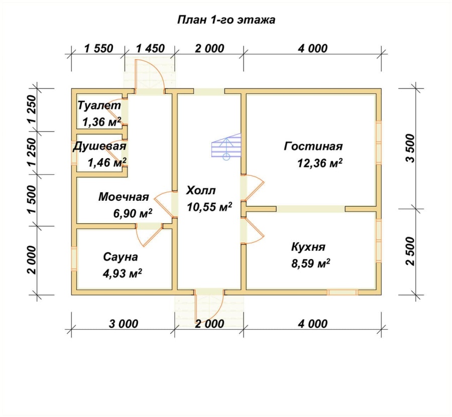 План первого этажа проект БРУСОВОЙ №-51