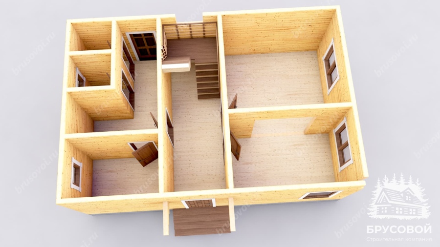 3d План первого этажа проект БРУСОВОЙ №-51