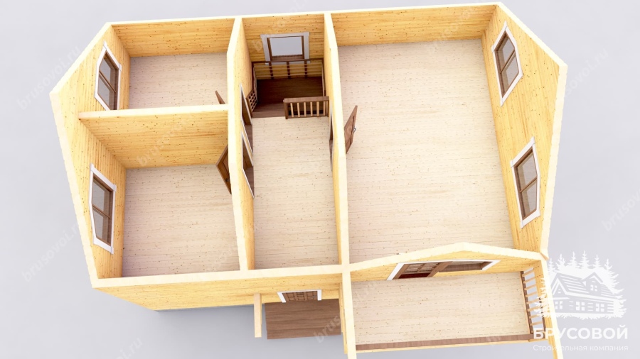 3d План второго этажа проект БРУСОВОЙ №-51