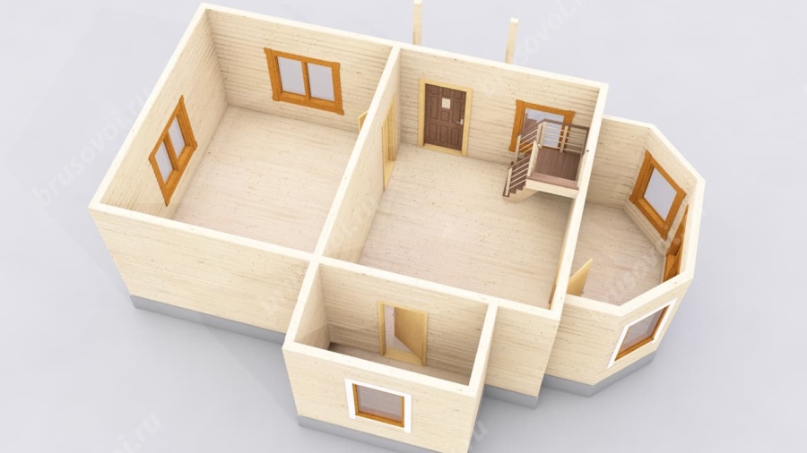 3d План первого этажа проект БРУСОВОЙ №-53