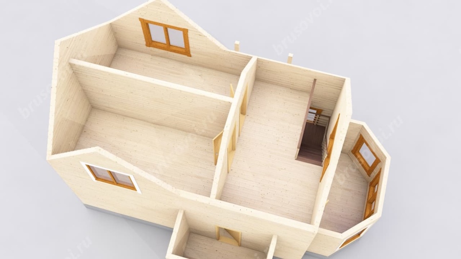 3d План второго этажа проект БРУСОВОЙ №-53