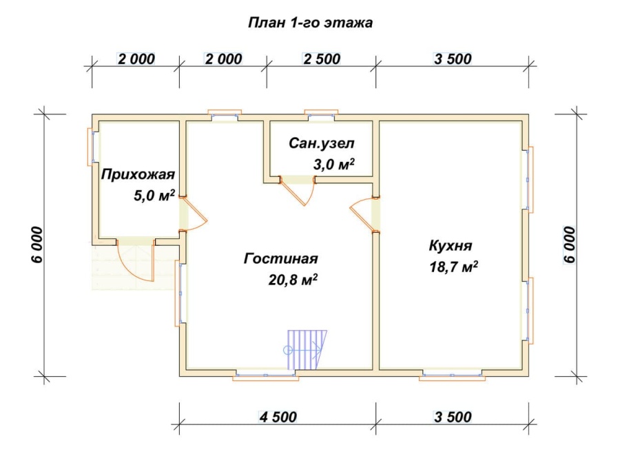 План первого этажа проект БРУСОВОЙ №-54