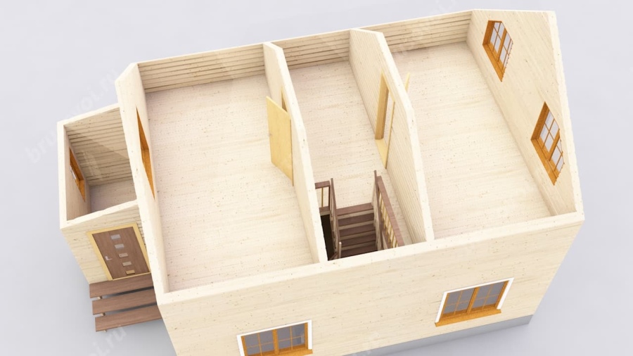 3d План второго этажа проект БРУСОВОЙ №-54