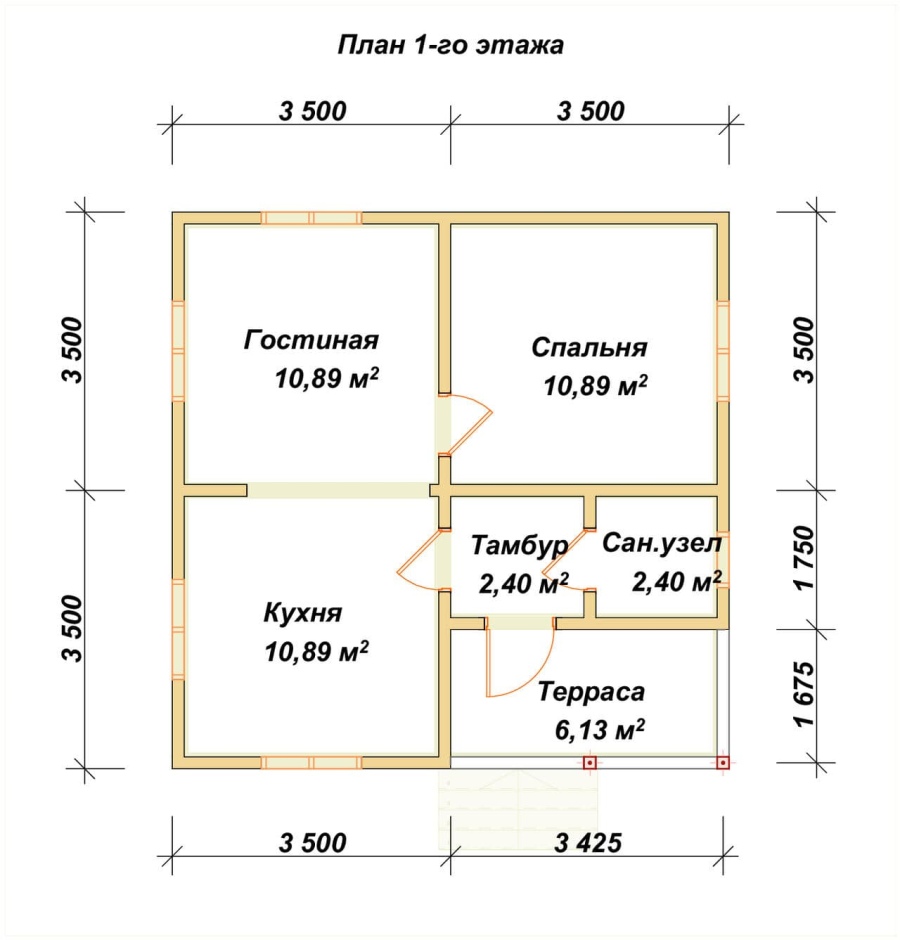 План первого этажа проект БРУСОВОЙ №-56