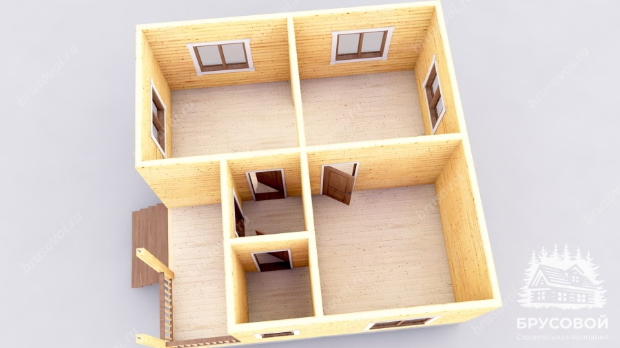 3d План первого этажа проект БРУСОВОЙ №-56