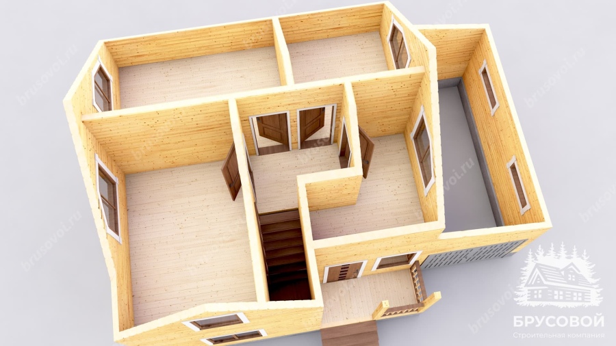 3d План второго этажа проект БРУСОВОЙ №-57