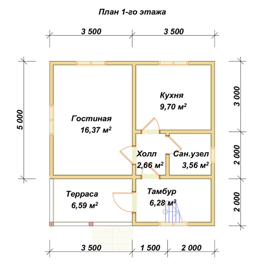 План первого этажа проект БРУСОВОЙ №-59