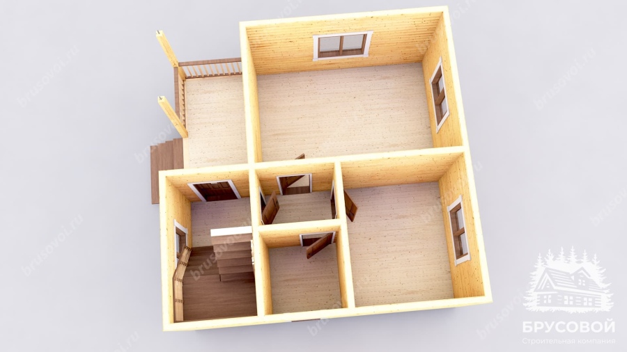 3d План первого этажа проект БРУСОВОЙ №-59