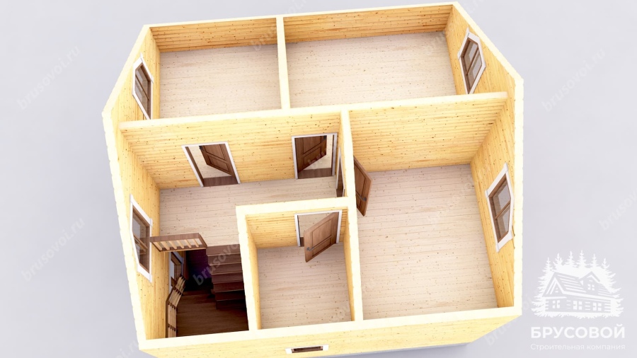 3d План второго этажа проект БРУСОВОЙ №-59