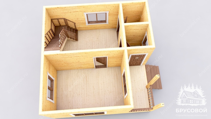 3d План первого этажа проект БРУСОВОЙ №-6