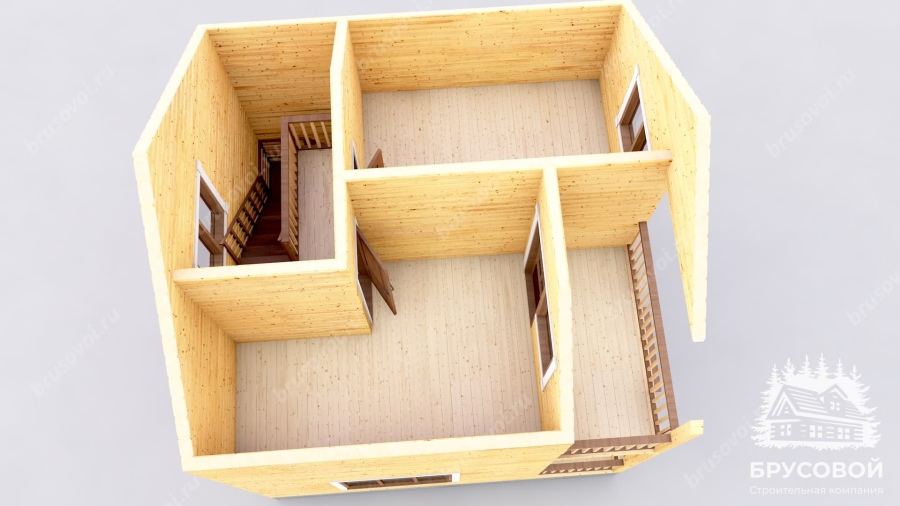 3d План второго этажа проект БРУСОВОЙ №-6