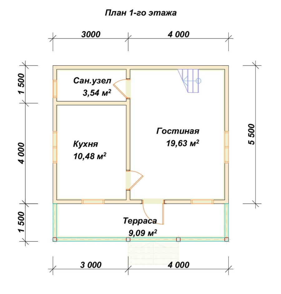 План первого этажа проект БРУСОВОЙ №-60