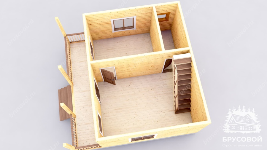 3d План первого этажа проект БРУСОВОЙ №-60