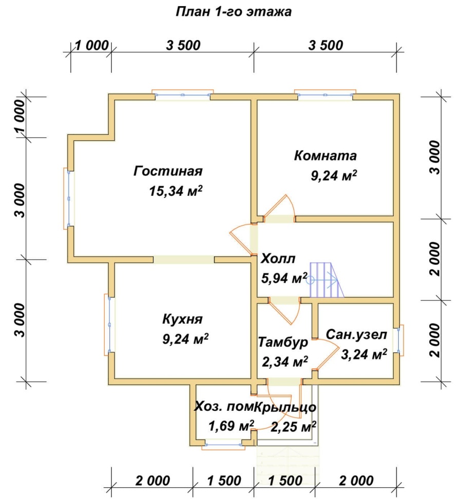 План первого этажа проект БРУСОВОЙ №-61