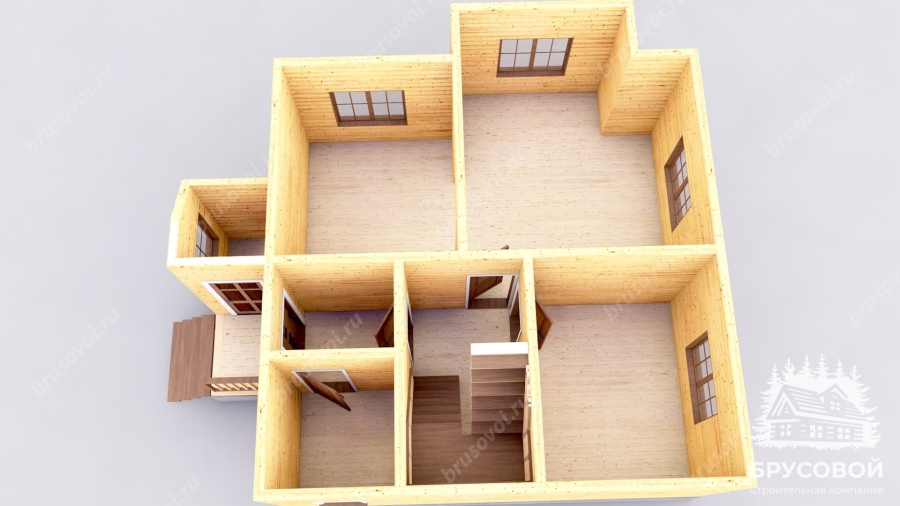 3d План первого этажа проект БРУСОВОЙ №-61