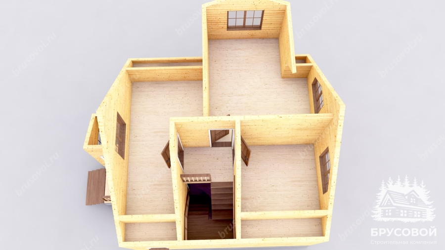 3d План второго этажа проект БРУСОВОЙ №-61