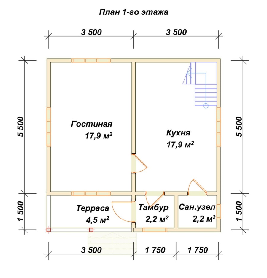 План первого этажа проект БРУСОВОЙ №-64