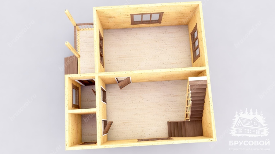 3d План первого этажа проект БРУСОВОЙ №-64