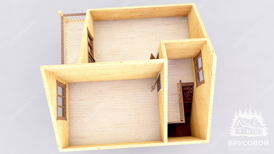 3d План второго этажа проект БРУСОВОЙ №-64