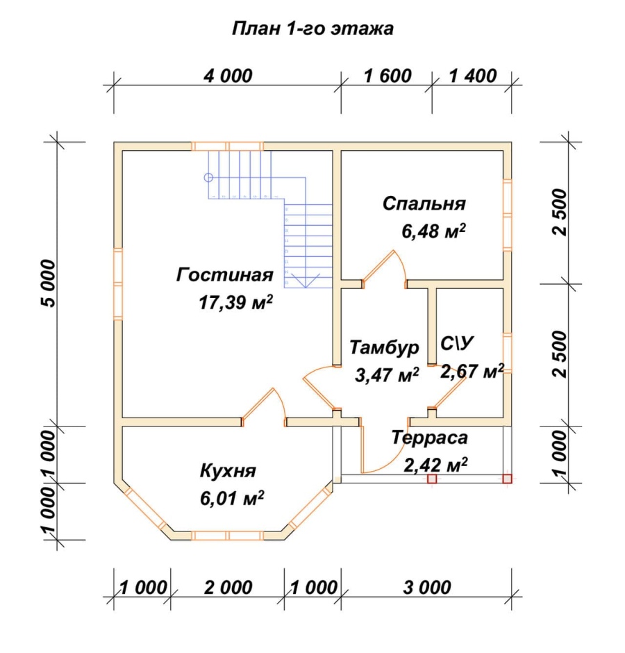 План первого этажа проект БРУСОВОЙ №-65
