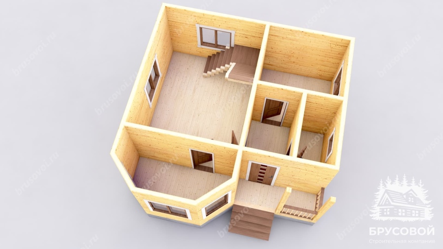 3d План первого этажа проект БРУСОВОЙ №-65