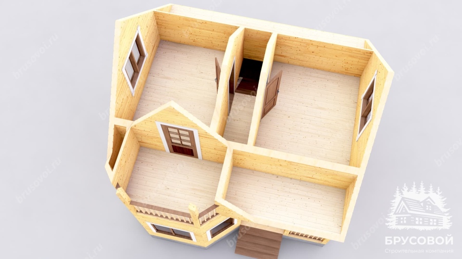 3d План второго этажа проект БРУСОВОЙ №-65