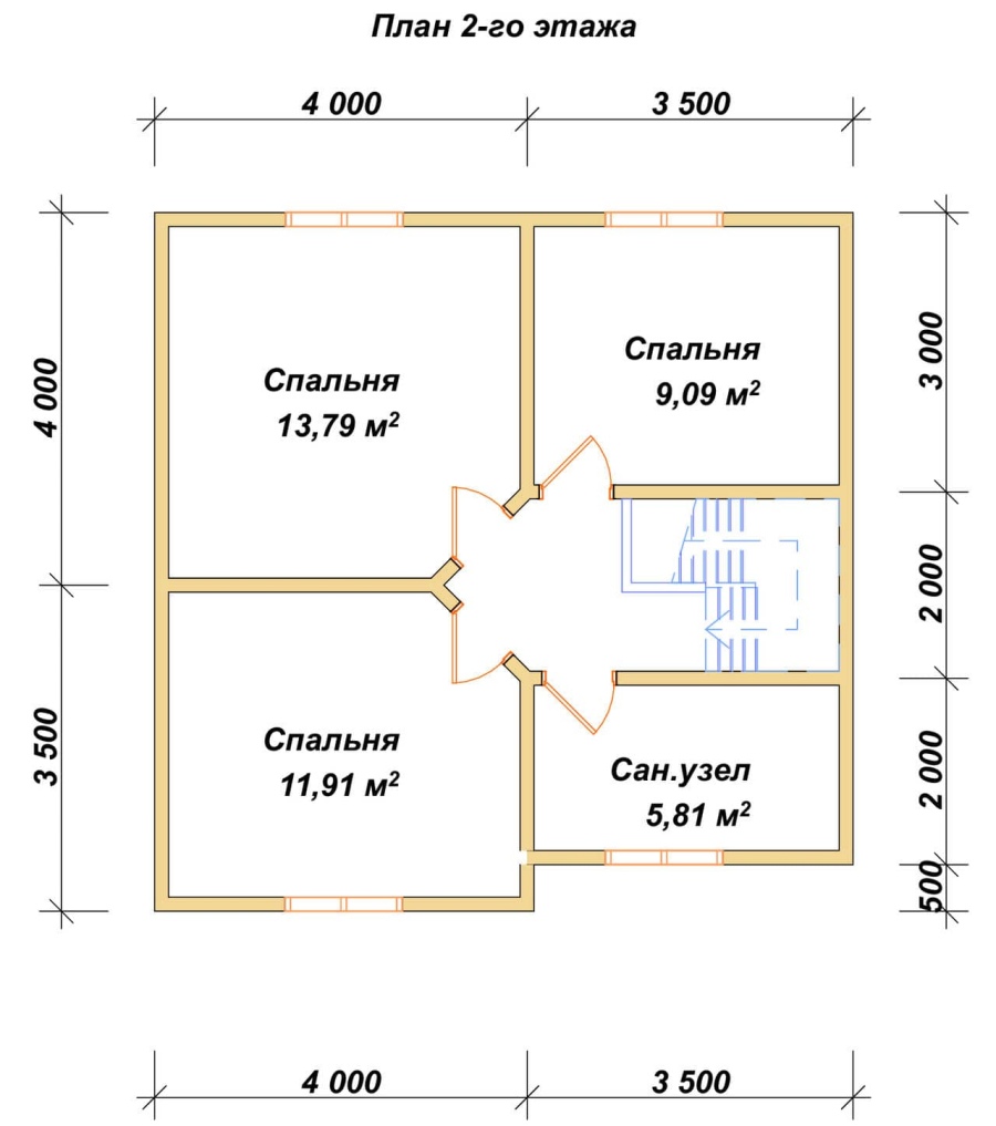 План второго этажа проект БРУСОВОЙ №-66