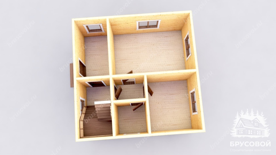 3d План первого этажа проект БРУСОВОЙ №-67