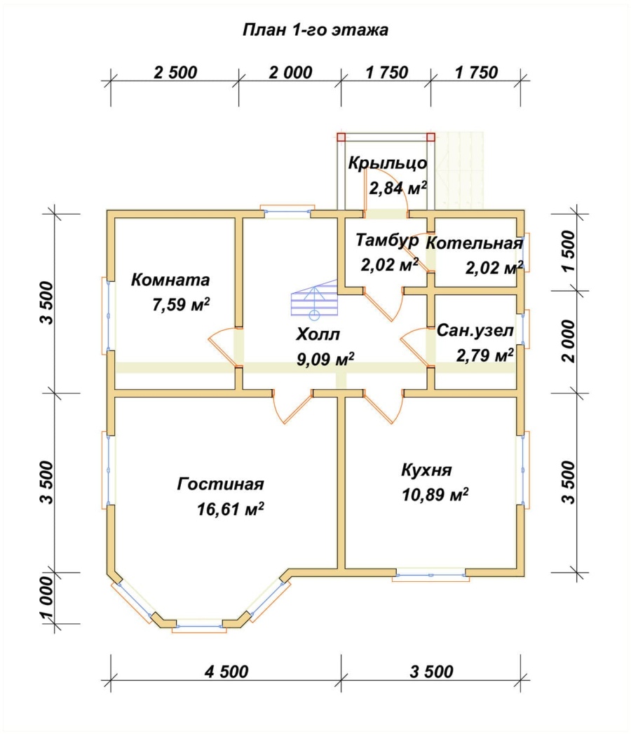 План первого этажа проект БРУСОВОЙ №-69