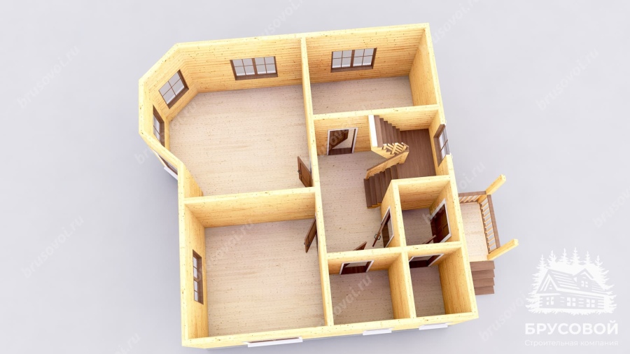 3d План первого этажа проект БРУСОВОЙ №-69